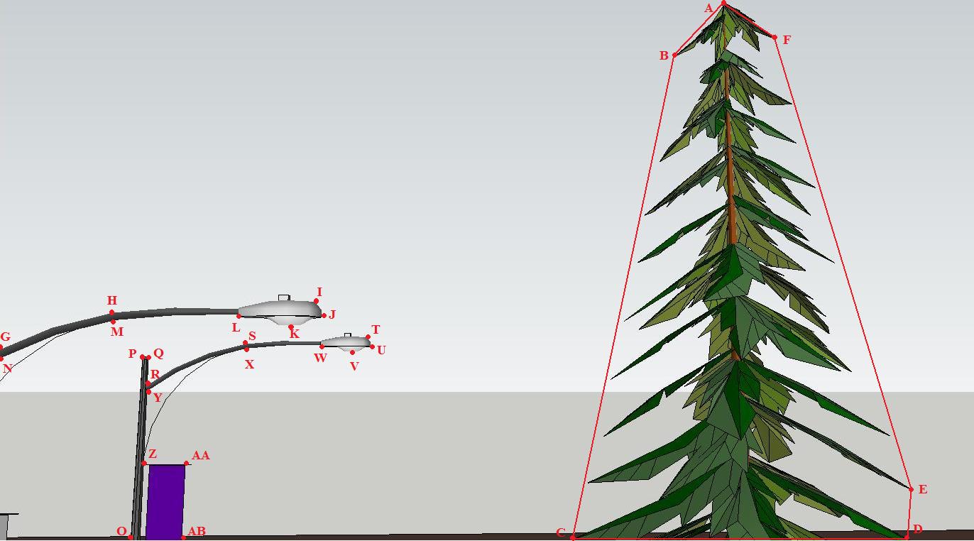 Détermination des points caractéritiques de la géométrie des lampadaires